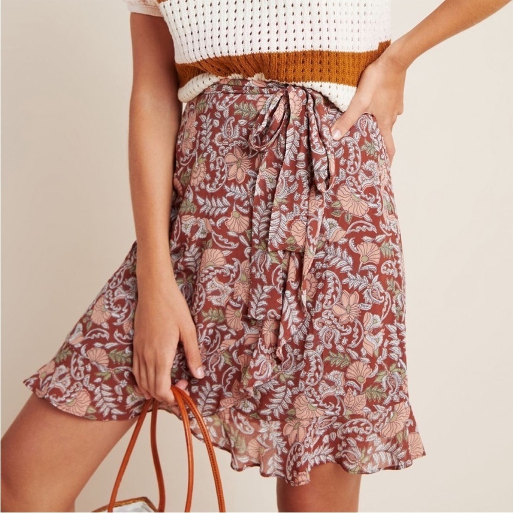 Anthropologie Luca Floral Mini Wrap Skirt NWT Size Small Petite SP